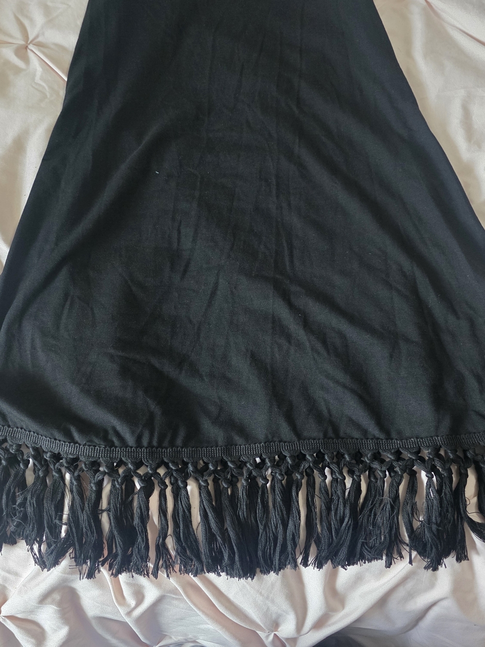 Black Fringe Tank Swim Cover-Up Dress - Picture 4 of 5